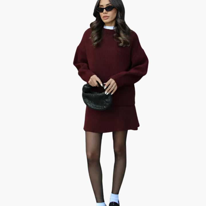 Women’s Two-Piece Knitted Sweater and Skirt Set