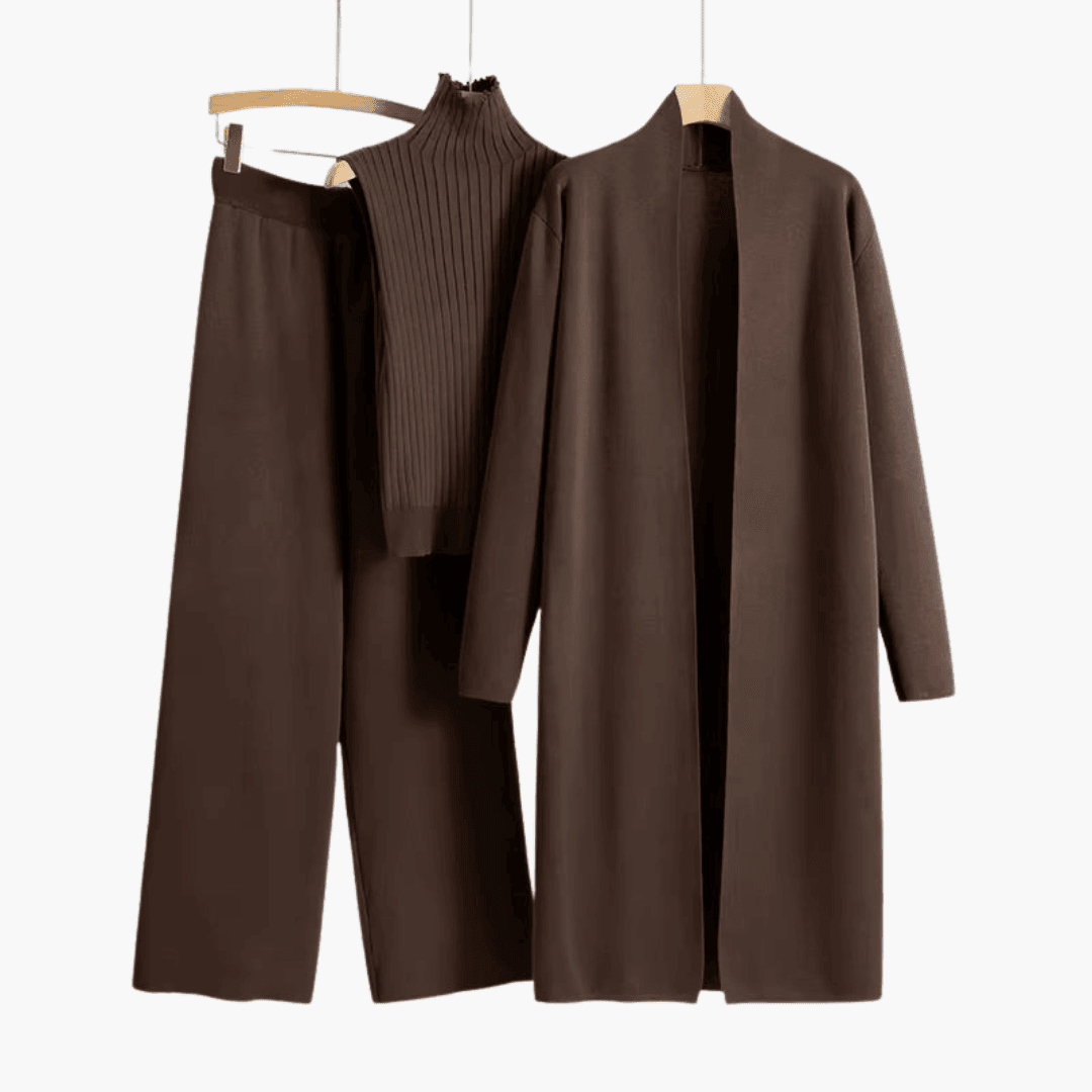 Women’s Three-Piece Knit Loungewear Set with Relaxed Fit