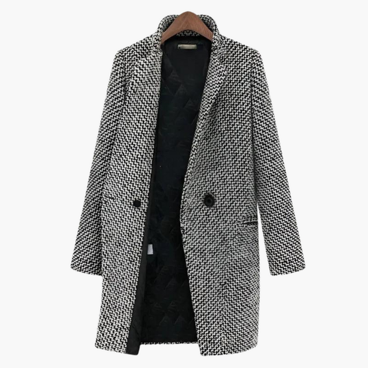 Women’s Longline Wool-Blend Trench Coat with Tailored Fit