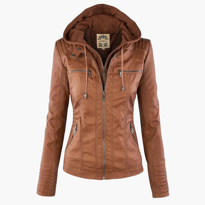 Women’s Zip-Up Faux Leather Jacket with Tailored Fit