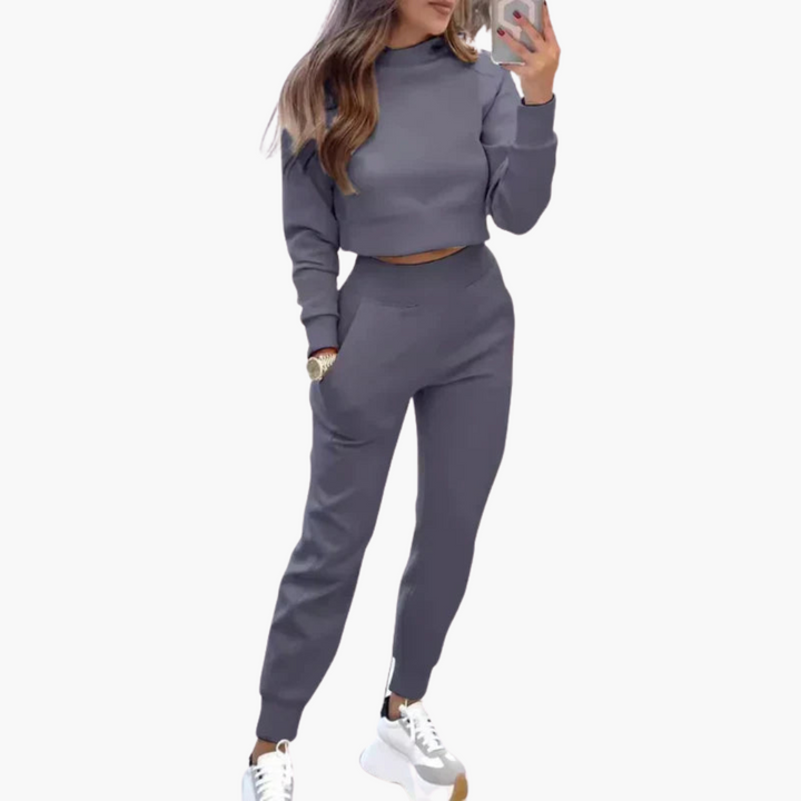 Women’s two-piece loungewear set with short top and trousers