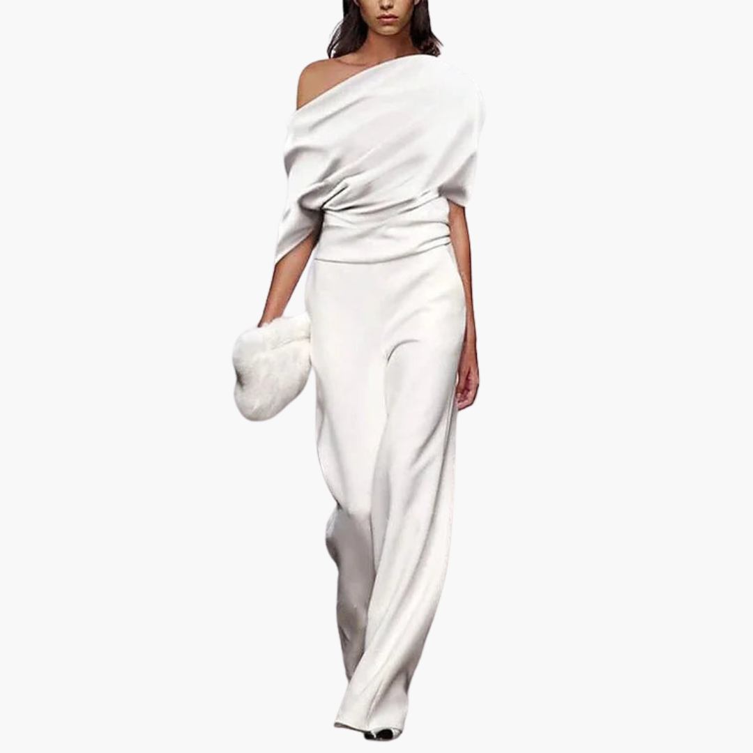Women’s Jumpsuit with Off-the-Shoulder Neckline and Relaxed Fit