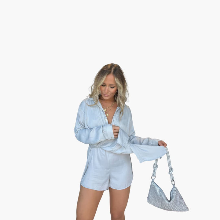 Women’s Romper Dress with Collared Neck and Drawstring Waist