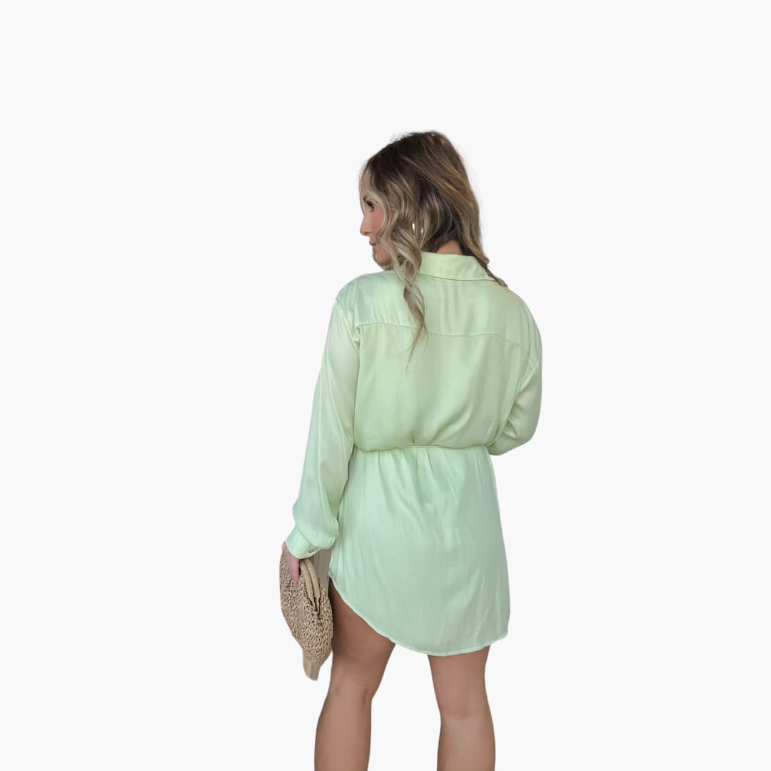 Women’s Romper Dress with Collared Neck and Drawstring Waist