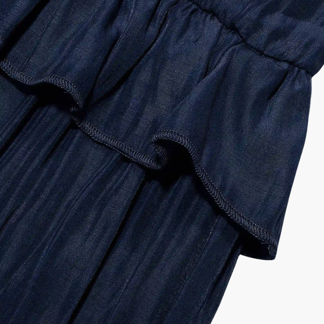 Women’s Maxi Dress with Cascading Ruffle Tiers and Adjustable Straps