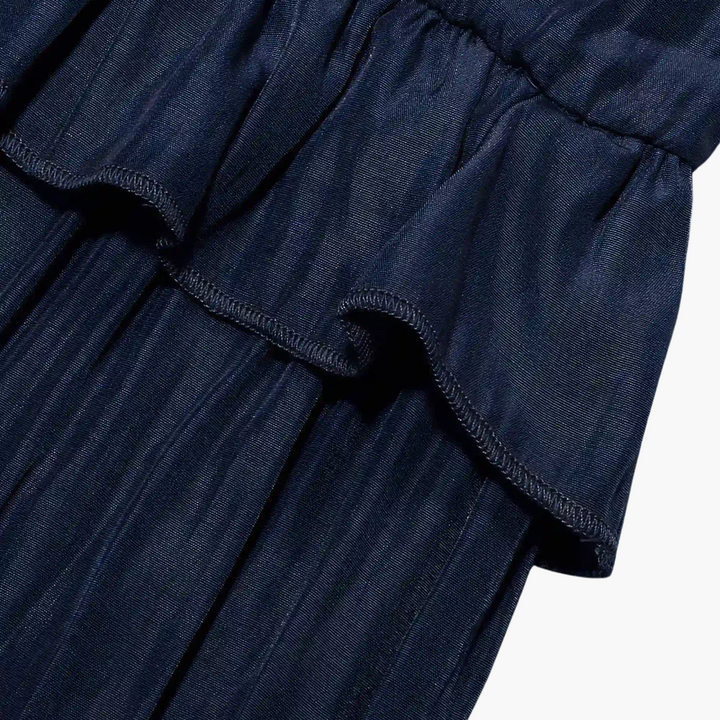 Women’s Maxi Dress with Cascading Ruffle Tiers and Adjustable Straps