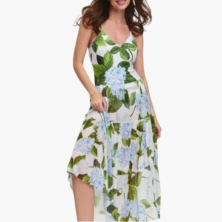 Women’s Swimdress with Attached Skirt and Floral Print