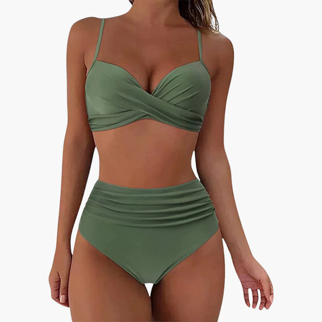 Women’s Bikini Set with Bandeau Top and High - Waisted Bottoms