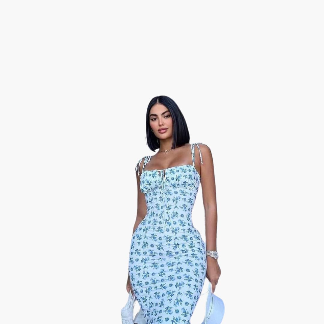 Women’s Maxi Dress with Sleeveless Design and Floral Print