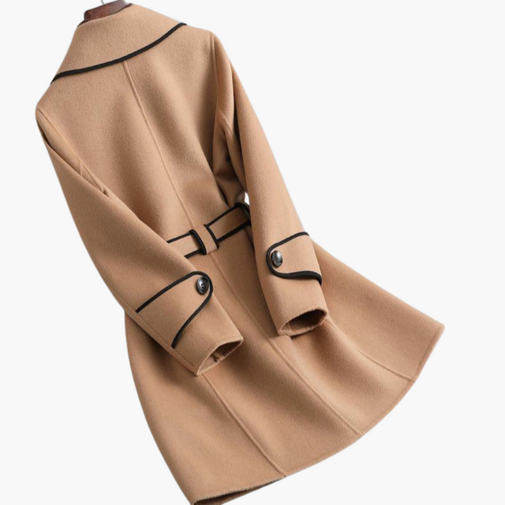Women’s Double - Breasted Trench Coat with Wool - Blend Wrap and Tailored Fit
