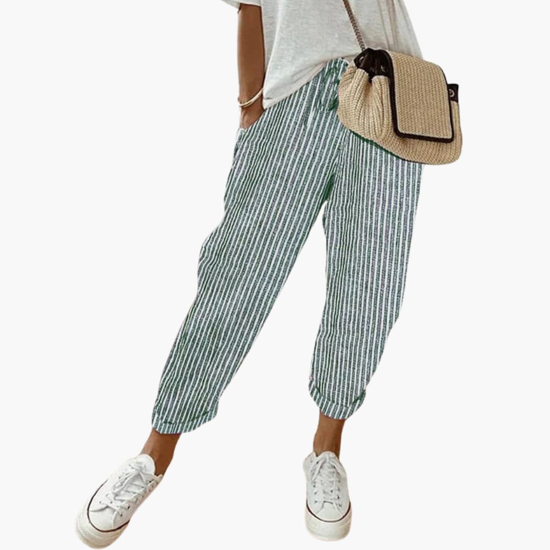 Women’s summer Pants with drawstring waist and cuffed hems