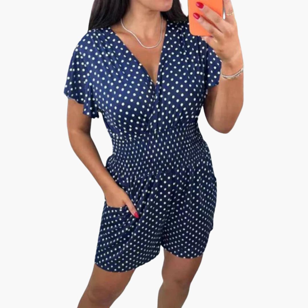 Women’s V-Neck Playsuit with Side Pockets