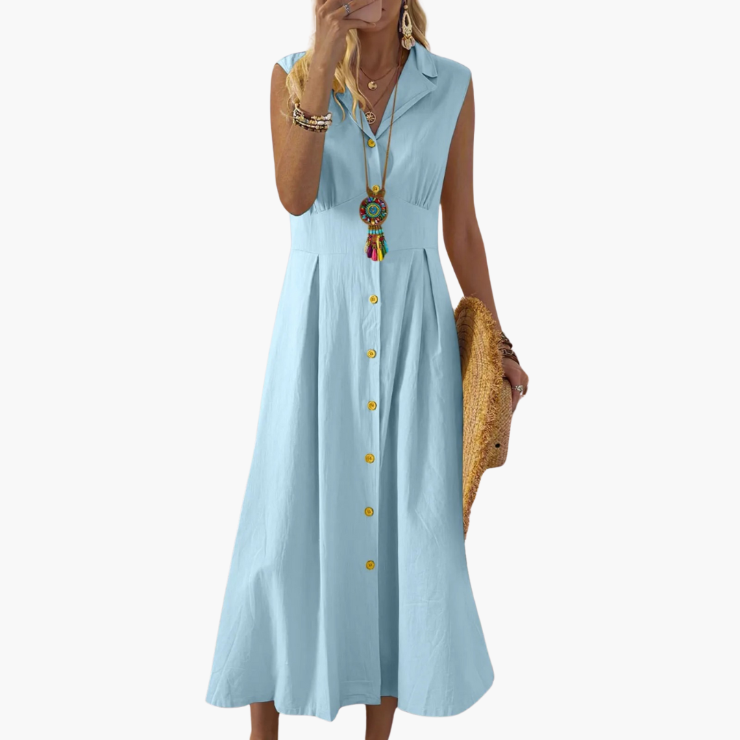 Button-Down Collared Midi Dress – Women&