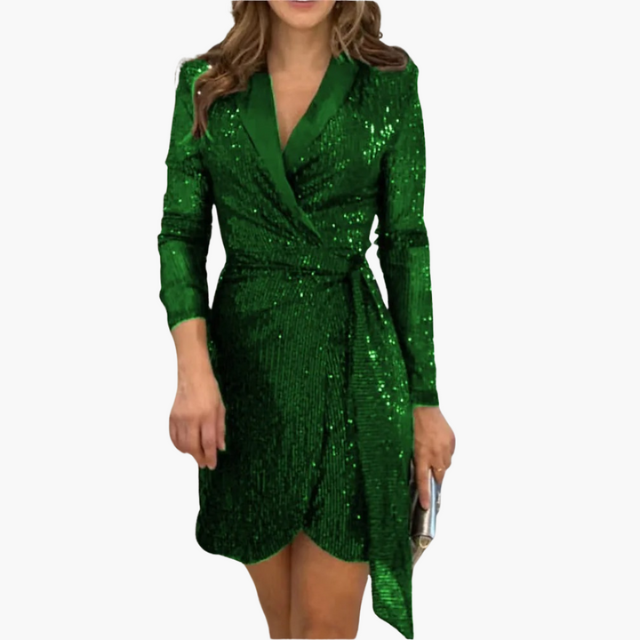 Women’s Blazer Dress with Belted Waist and Structured Design