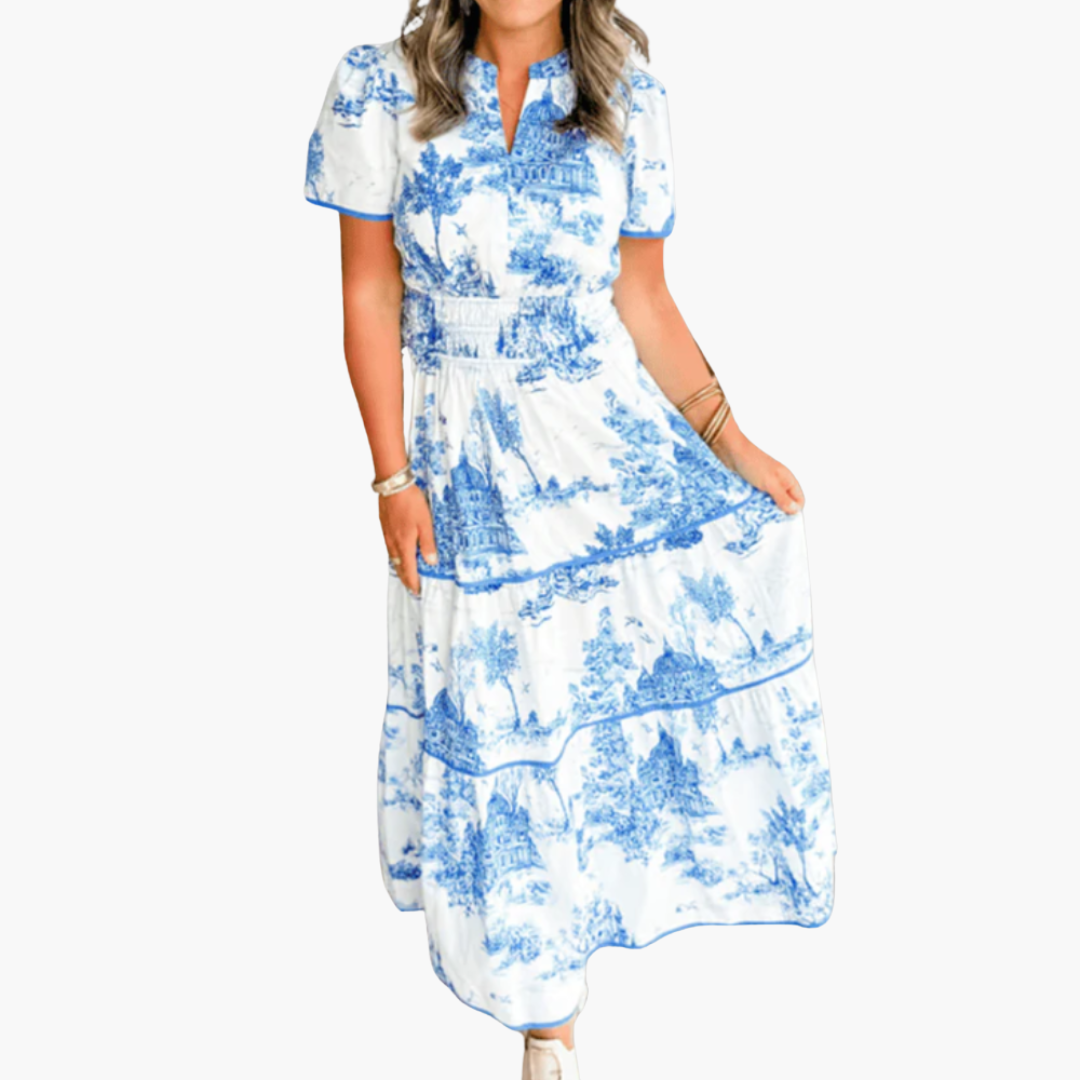 Women’s Maxi Dress with Tiered Skirt and Print