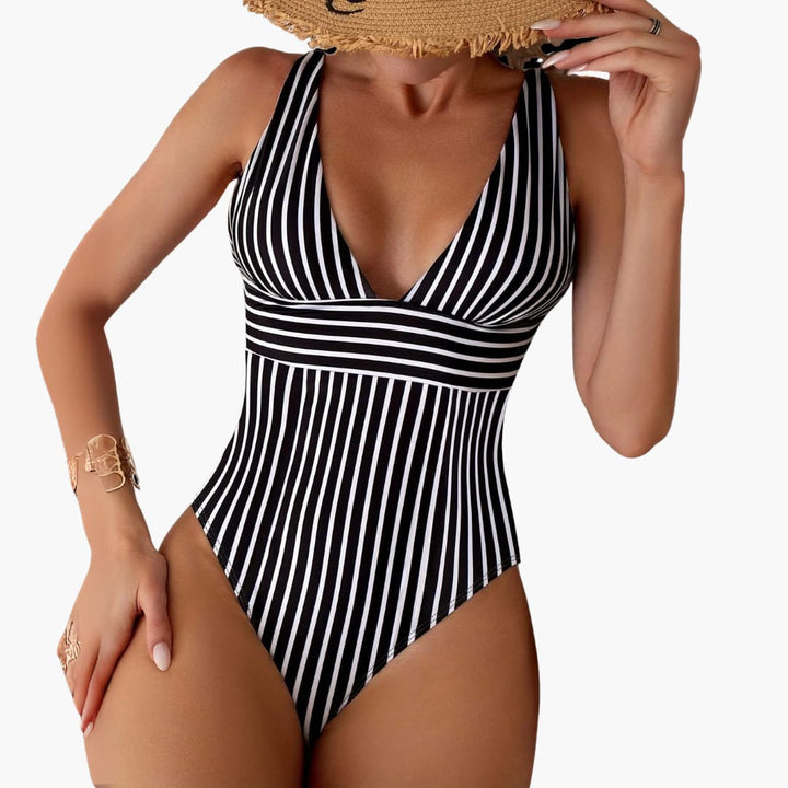 Women’s One-Piece Swimsuit with V-Neckline and High-Cut Legs