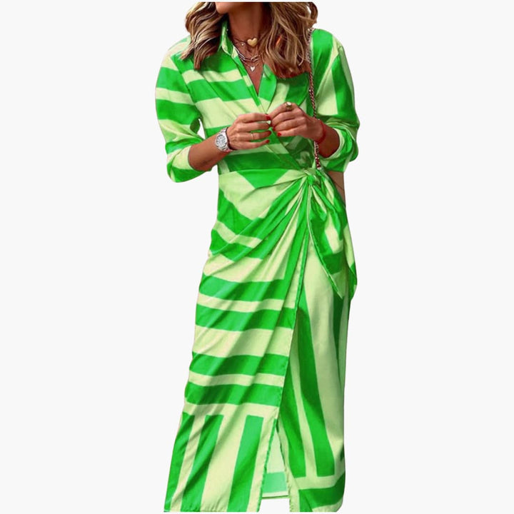 Women’s Shirt Dress with Wrap Silhouette and Waist Tie