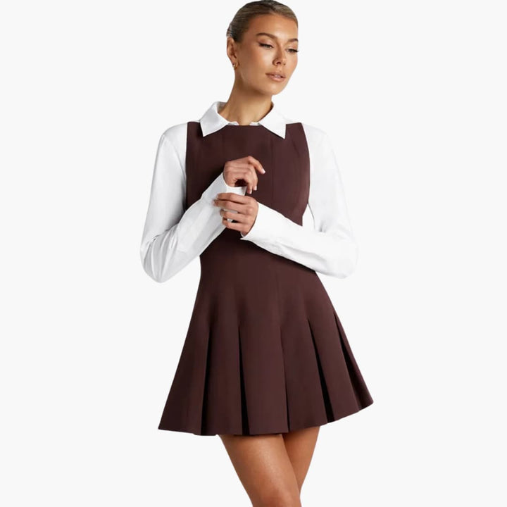 Women’s Mini Dress with Spaghetti Straps and Pleated Skirt