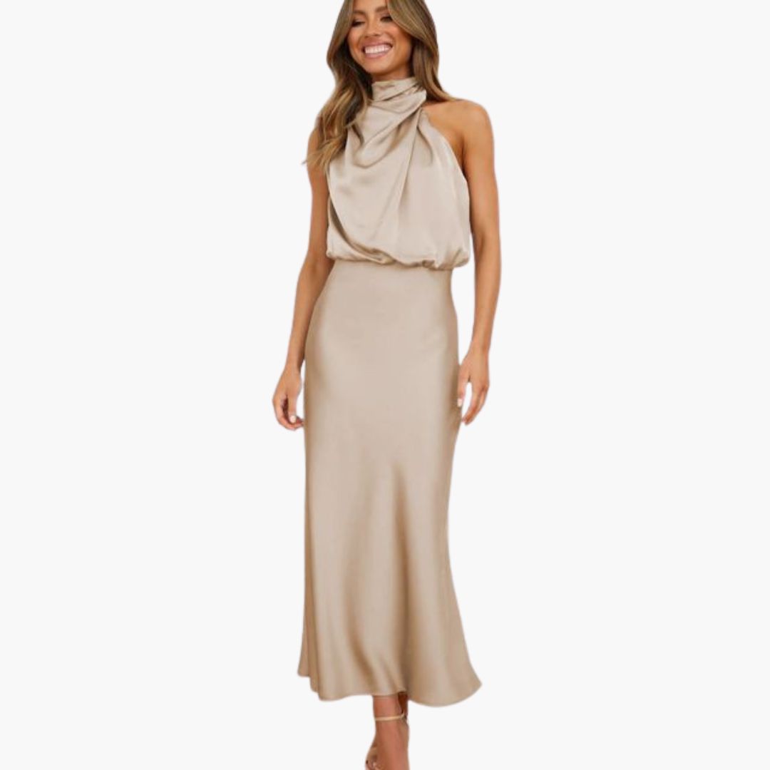Women’s Halter Dress with Belt Detail and Fitted Silhouette
