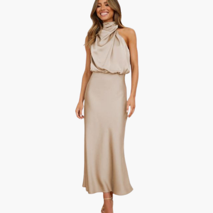 Women’s Halter Dress with Belt Detail and Fitted Silhouette
