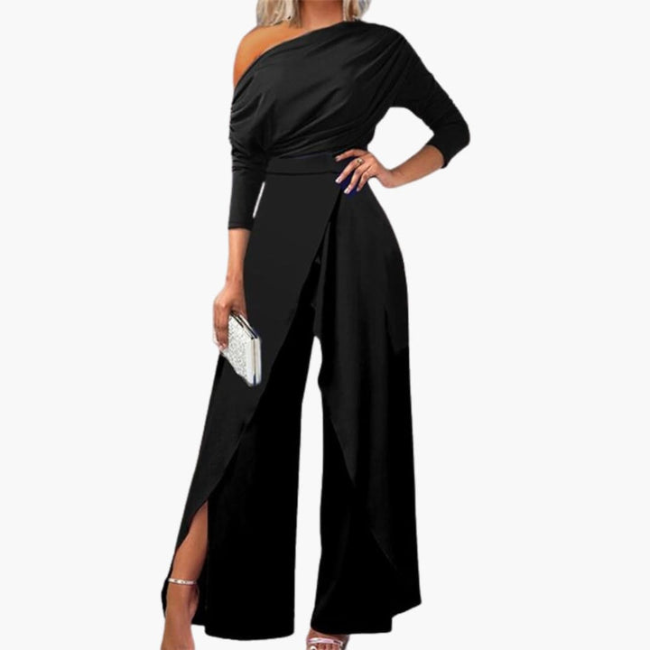 Women’s One-Shoulder Jumpsuit with Wide-Leg Pants