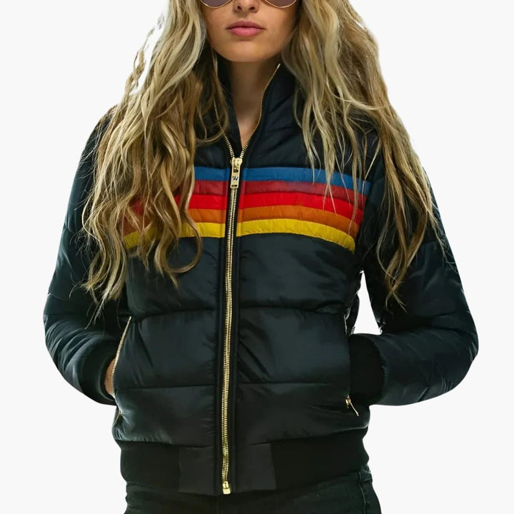 Women’s Puffer Jacket with Adjustable Hood and Full Zip