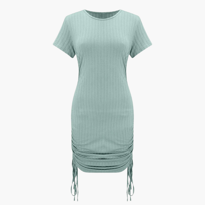 Women’s Chic Summer Dress with Fitted Waist and Ruched Sides
