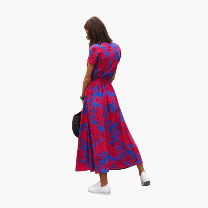 Women’s Midi Dress with Wrap Front and Tie Belt