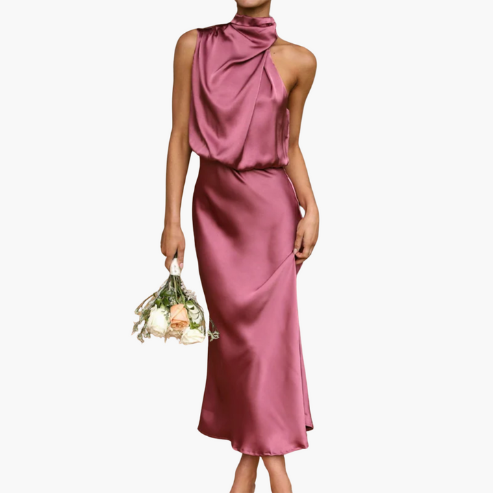 Women’s Gown with One-Shoulder and Draped Neckline