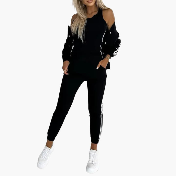 Women’s Three-Piece Set with Tank, Joggers, and Jacket