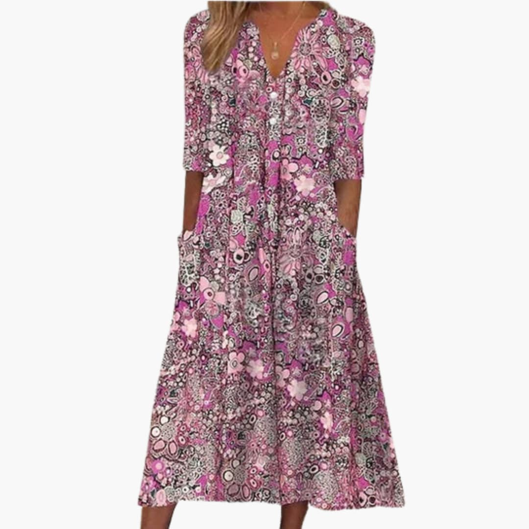 Bohemian Style Midi Dress for Women - Casual Summer Wear -  Made By Riley