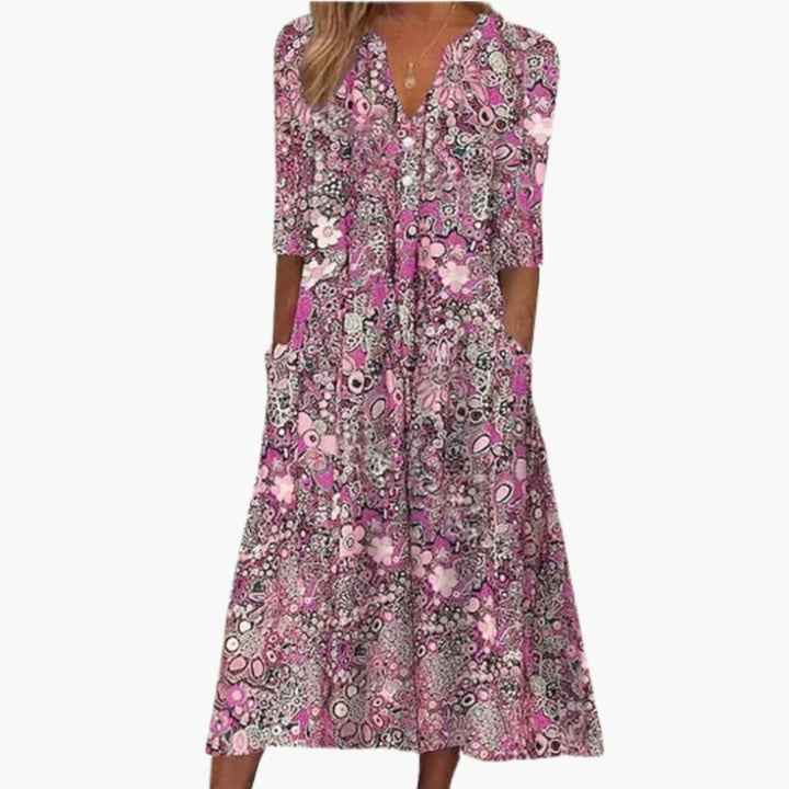 Bohemian Style Midi Dress for Women - Casual Summer Wear -  Made By Riley