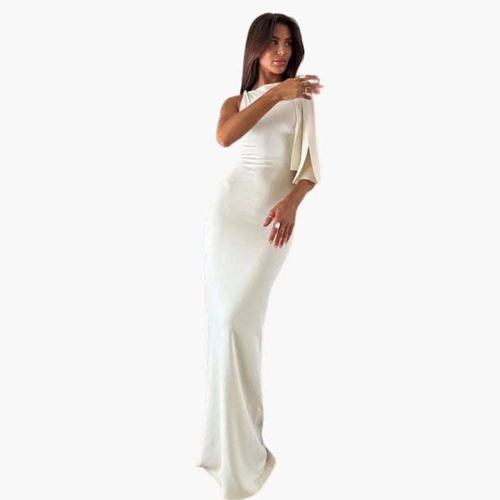 Women’s One-Shoulder Maxi Dress with Knotted Detail