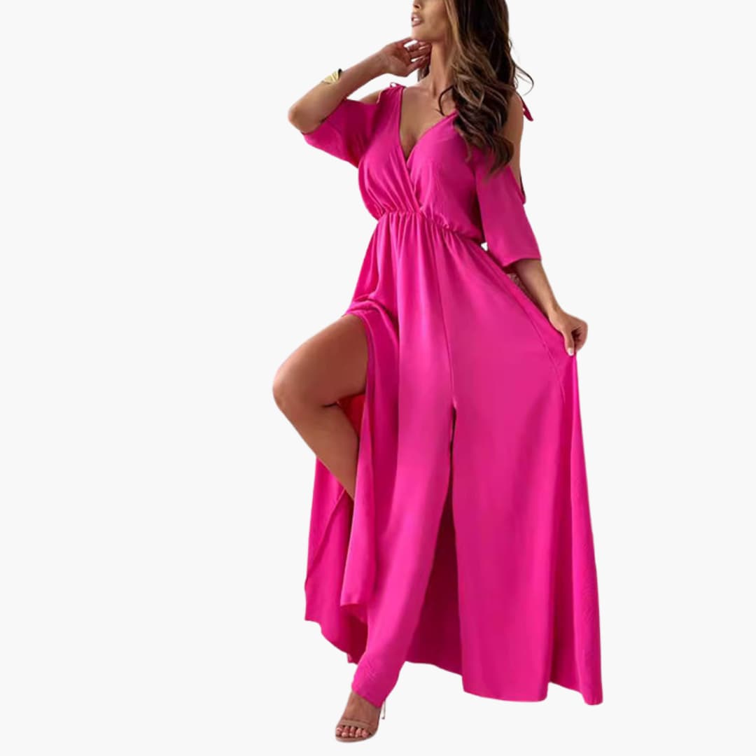 Women’s Maxi Dress with Cold-Shoulder Detail and Side Split