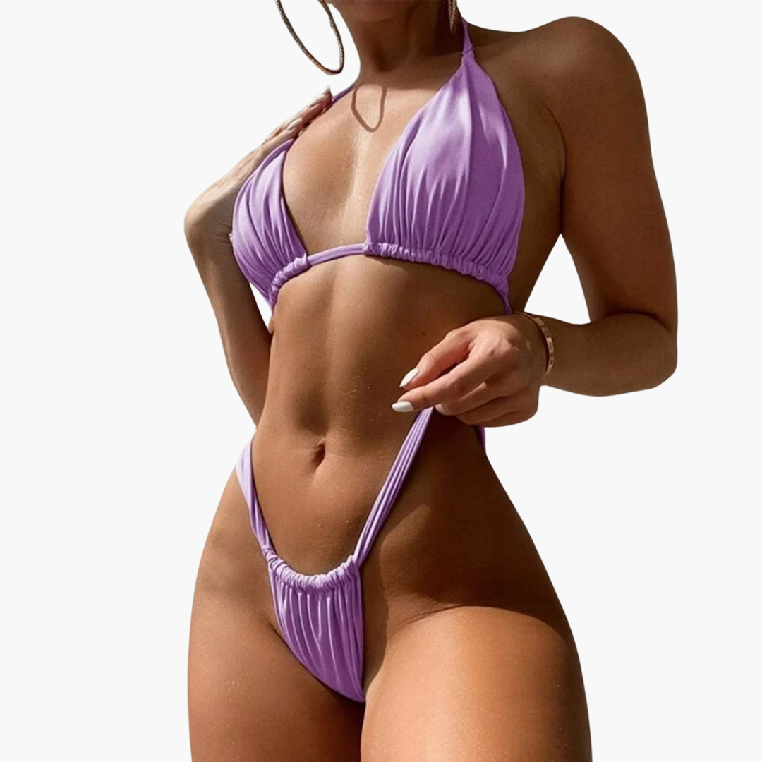 Women’s Micro Bikini Set with Triangle Top and Ruched Design