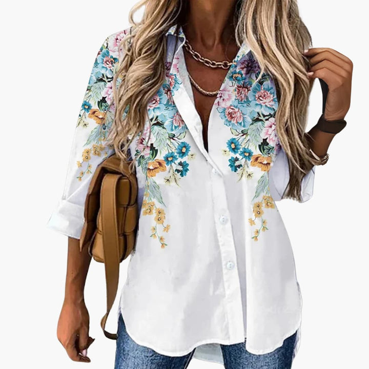 Women’s Blouse with Button Fastening and Floral Print