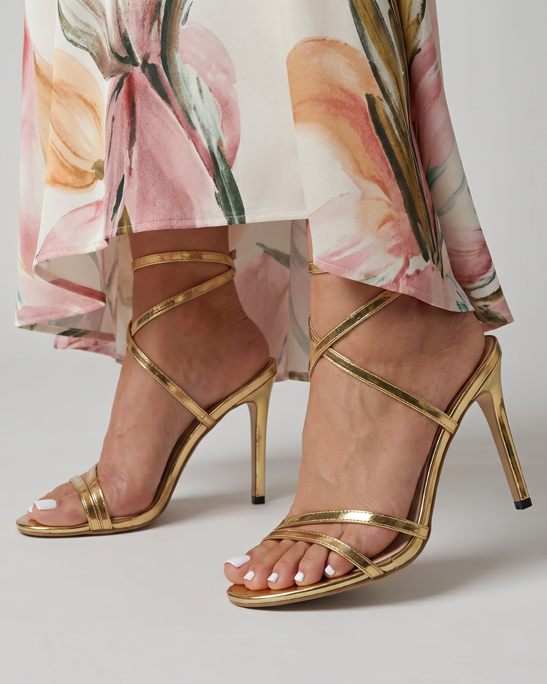 Isolde | Metallic Wrap Strap Stiletto Sandals