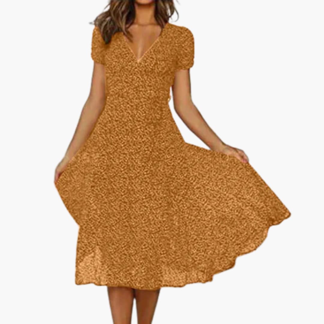 Women’s A-Line Summer Dress with V-Neck and Swing Hem