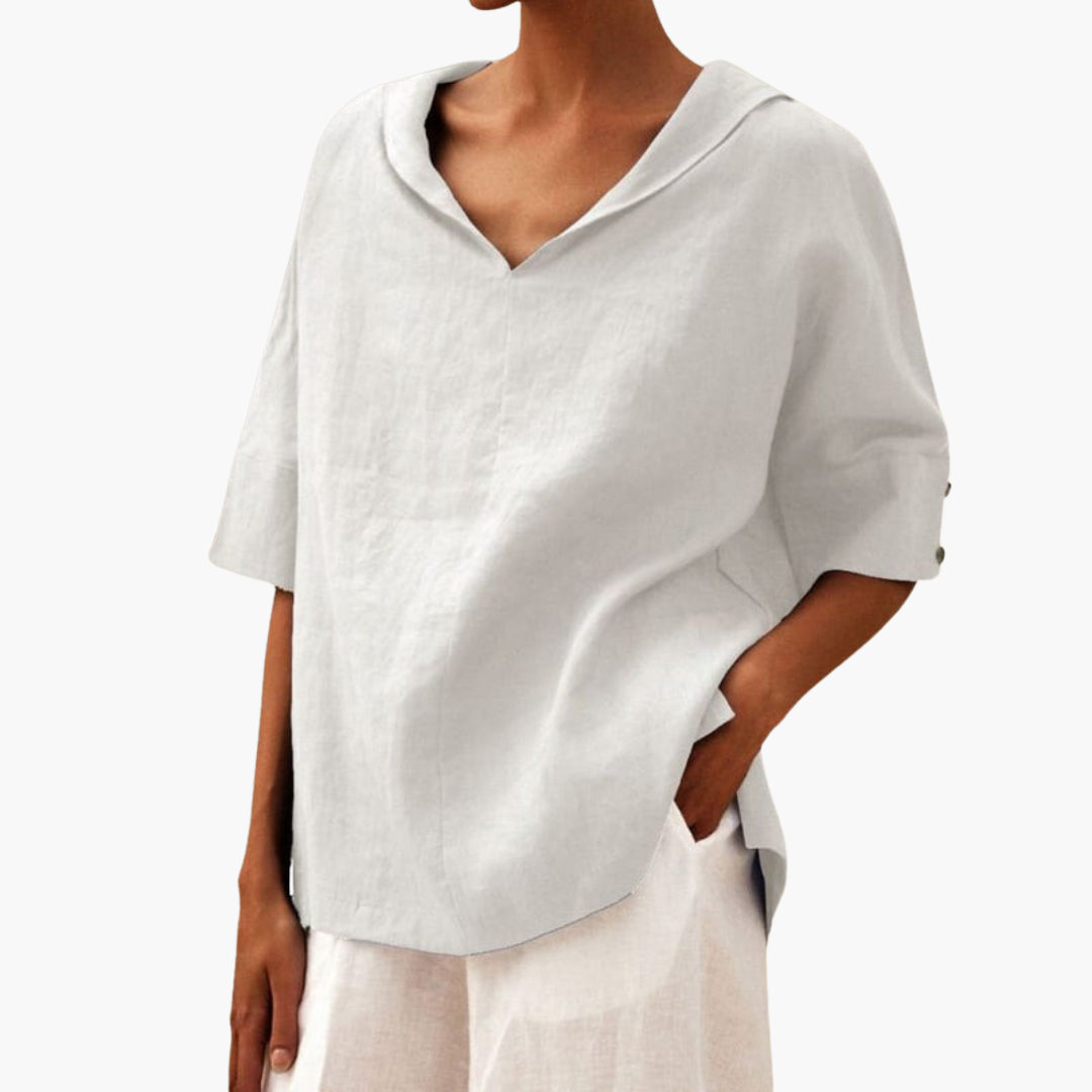 Women’s Casual Blouse with Striped Pattern and Flowy Fit