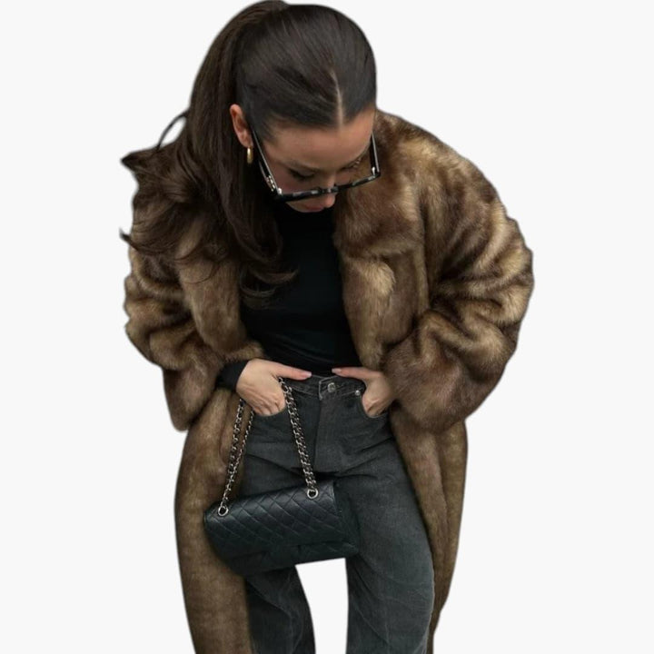 Women’s Longline Winter Coat with Button Fastening and Lining