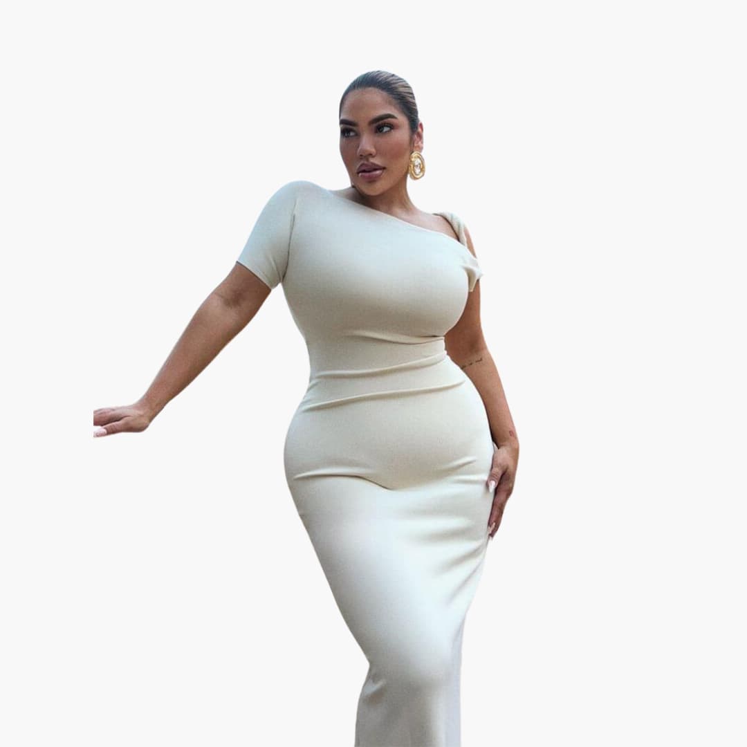 Women’s One-Shoulder Maxi Dress with Twisted Sleeve Detail