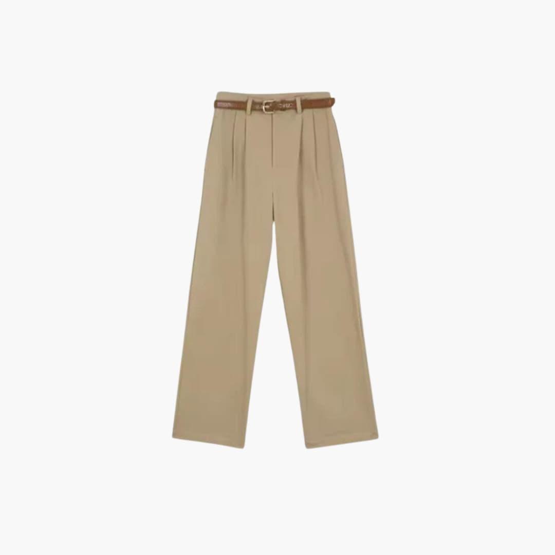 Women’s Pants with High Waist and Pleated Design