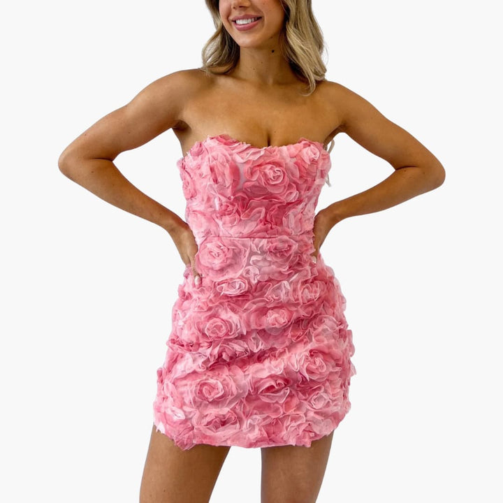 Women’s Mini Dress with Floral Surface