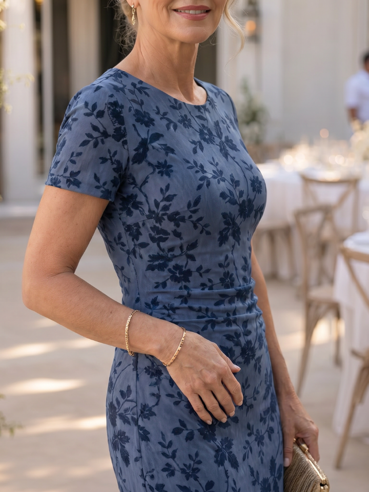 Sabella | Short Sleeve Crew Neck Midi Dress