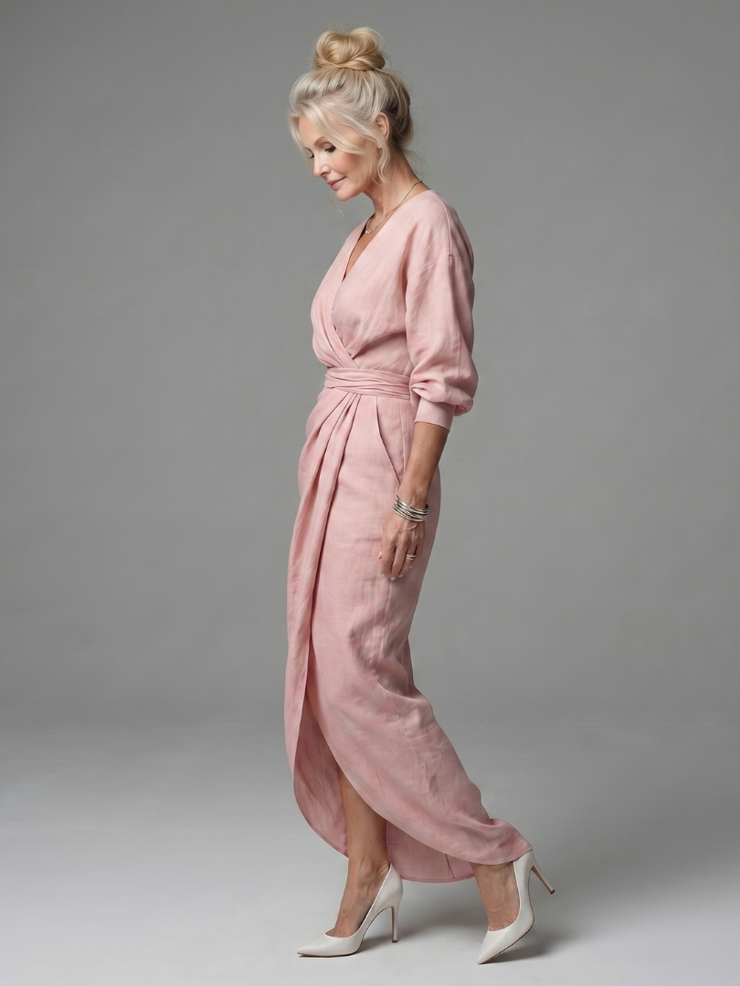 Olympia | Diagonal Drape Maxi Dress