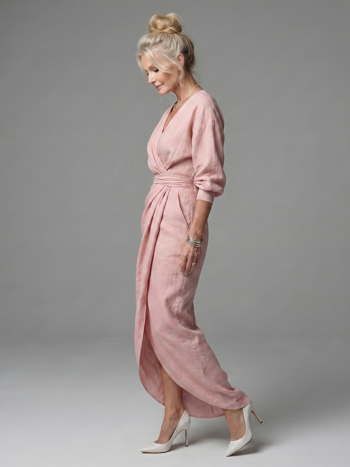 Olympia | Diagonal Drape Maxi Dress