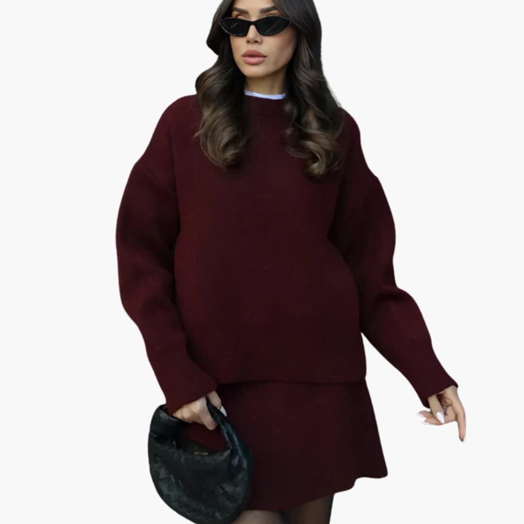 Women’s Two-Piece Knitted Sweater and Skirt Set