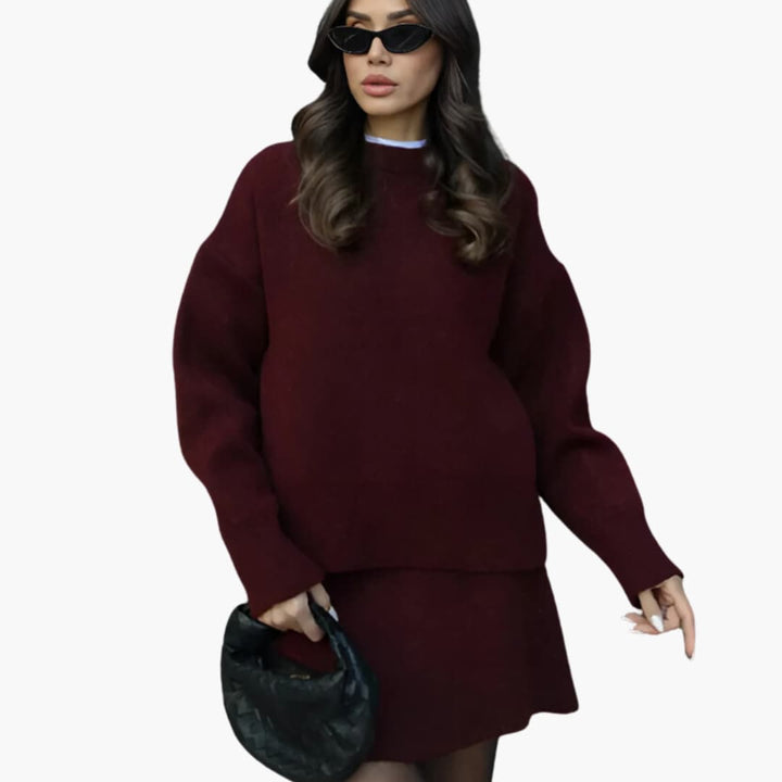 Women’s Two-Piece Knitted Sweater and Skirt Set