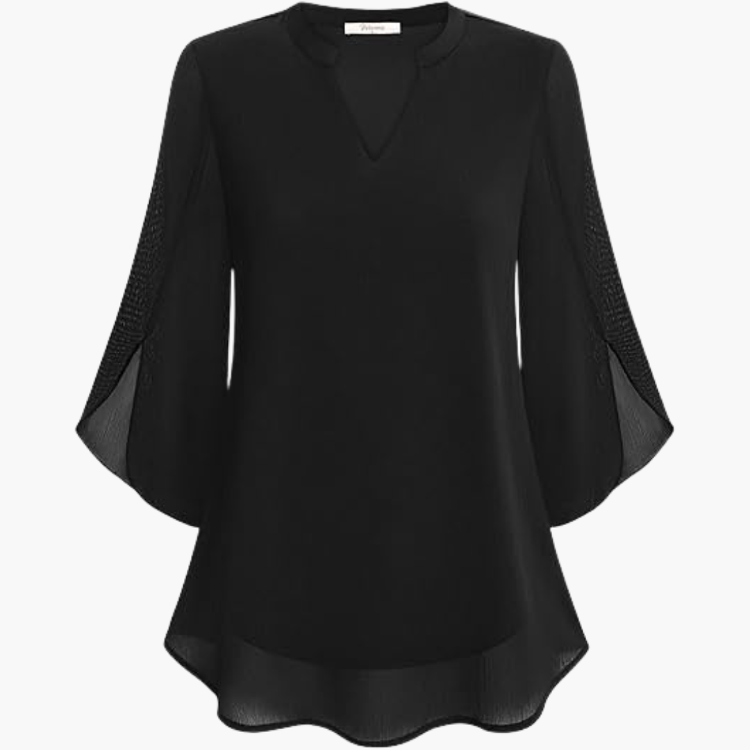 Women’s Blouse with V-Neck and Flowy Sleeves