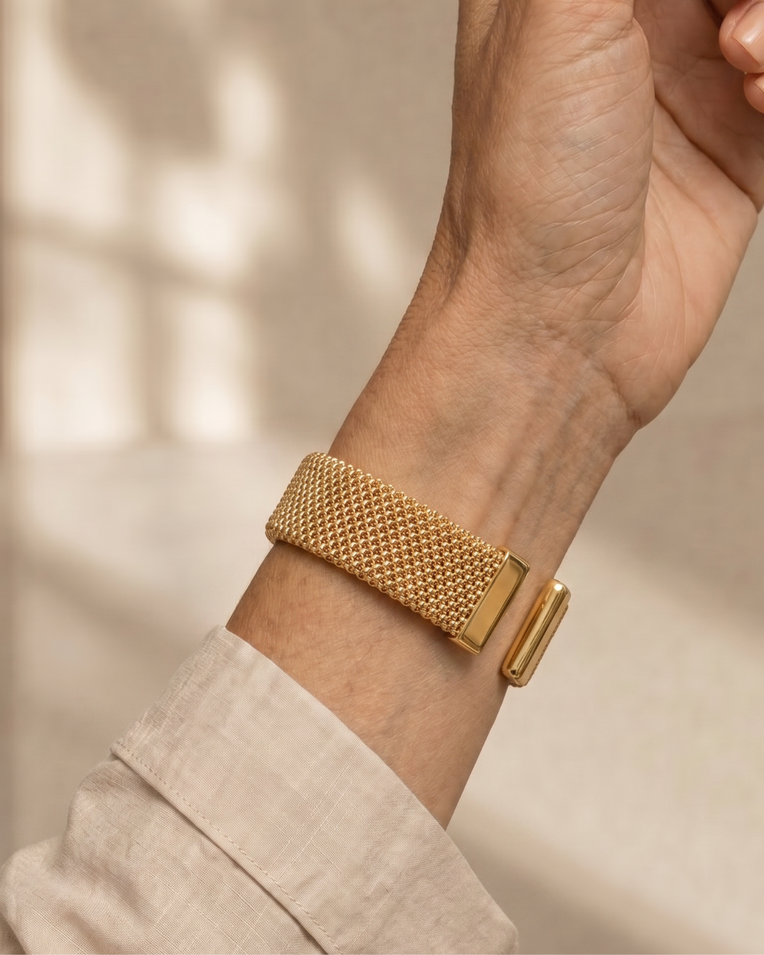 Aumen | Woven Mesh Open Cuff Bracelet
